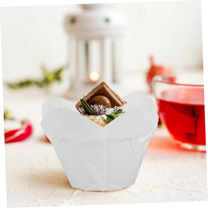Gatuida 100 Pcs Disposable Non Stick Muffin Cupcake Baking Cups Liners Elegant Lotus Design - Image 3